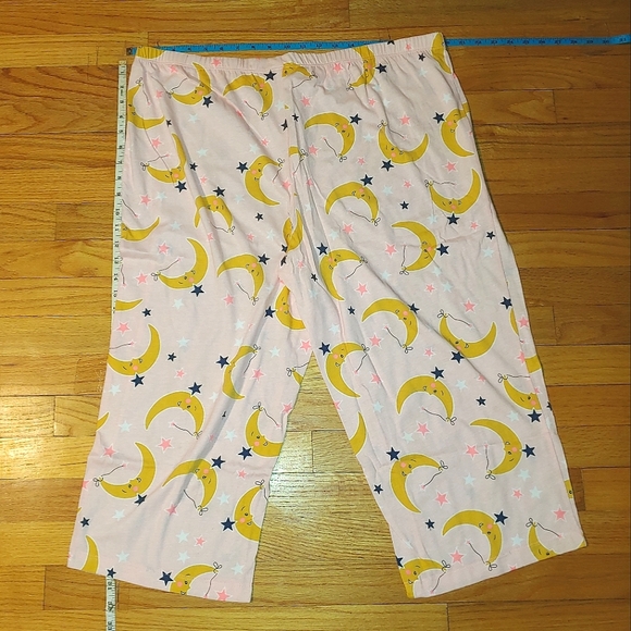 Pink Pajama Moon Set Cotton Short Sleeve V-Neck Shirt Capri Pants Sleepwear XXL - Picture 12 of 14